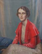 James Penniston Barraclough ROI (1891-1942), oil on canvas, Half length Portrait of Lady Grace