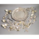 A group of assorted flatware, including some French and Chinese white metal and English silver and