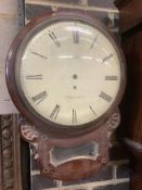 James Park of Preston. An early 19th century brass inset mahogany drop dial wall clock, with single