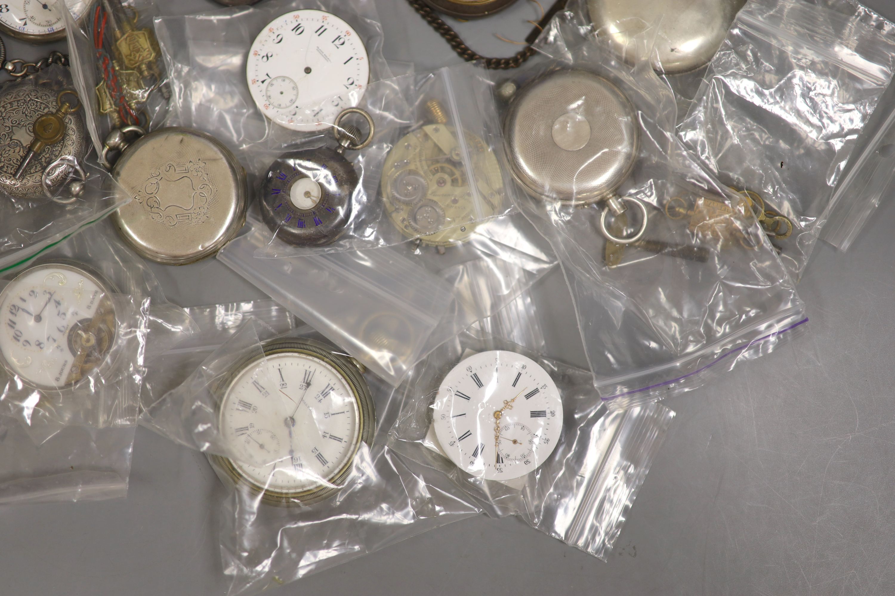 A quantity of pocket watches, movements etc. including three Hebdomas, one 800 standard, a Zenith, - Bild 4 aus 6
