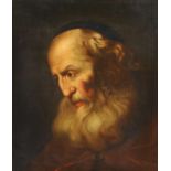 Manner of Jan Lievens (1607-1674), Portrait of an elderly bearded gentleman wearing a skull cap,oil