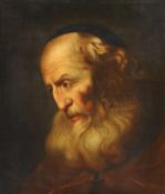 Manner of Jan Lievens (1607-1674), Portrait of an elderly bearded gentleman wearing a skull cap,oil