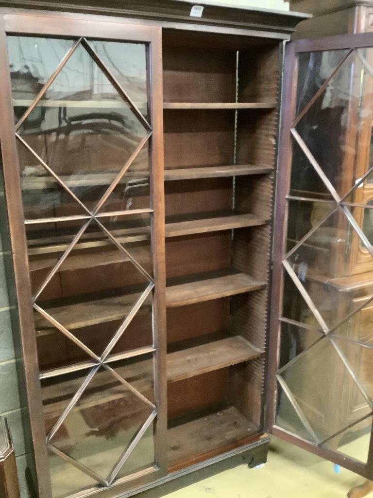 A George III mahogany bookcase with two astragal glazed doors, on later feet, width 116cm - Image 2 of 3