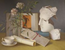 Gerald Norden (1912-2000), oil on board, 'Plaster cast and Carnations', signed, 39 x 50cm