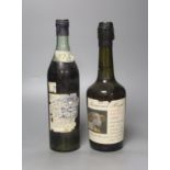 A bottle of J and F Martel Cognac and a bottle of 1991 cider brandy