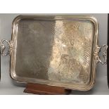 A French silver plated 'Bruxelles 1885' tray and stand