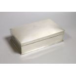 A George V silver mounted rectangular cigar box by Walker & Hall, Birmingham, 1923, with engraved