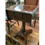 An early Victorian mahogany drop leaf work table, width 44cm