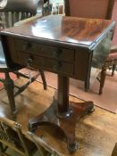 An early Victorian mahogany drop leaf work table, width 44cm