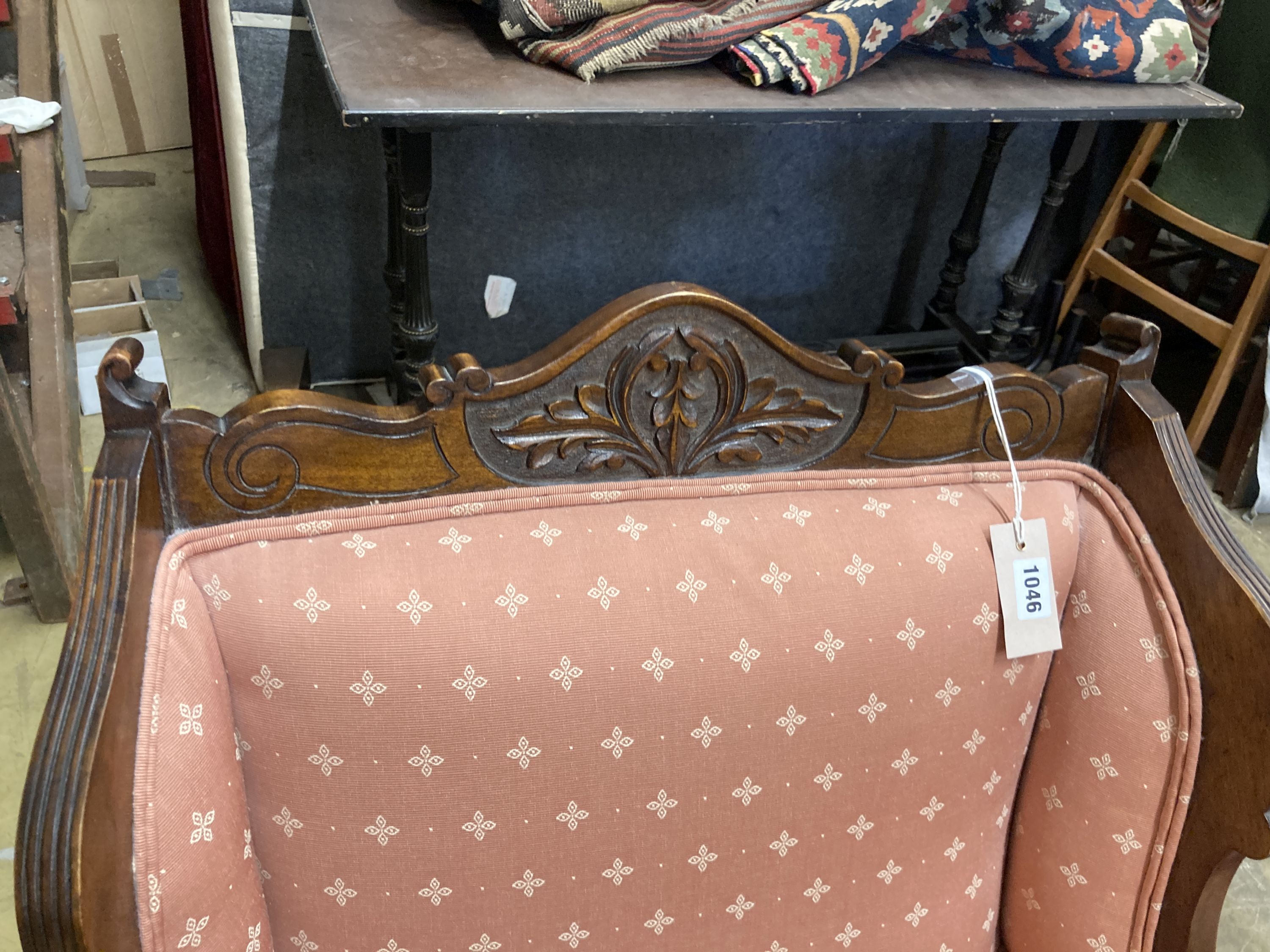 A late Victorian mahogany armchair together with a matching tub framed elbow chair - Image 3 of 6