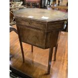 A George III octagonal mahogany work table, width 43cm, depth 31cm, height 58cm