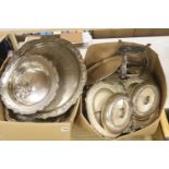 A quantity of plated wares to include tureens and covers, chargers etc.