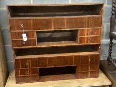 A pair of Continental cherrywood veneered pigeon holes, each 96 x 43cm