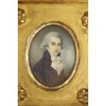 Early 19th century English School, watercolour on ivory, Miniature of John Henry Burges, 6.5 x 5cm