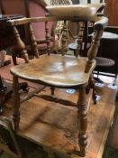 An oak elm and beech smoker’s bow chair, width 58cm