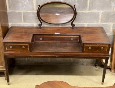 A mid 19th century mahogany dressing table, converted from a square piano,decorated with