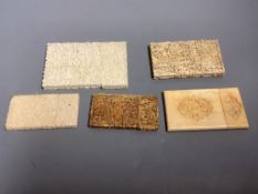 Five 19th century Cantonese ivory card cases