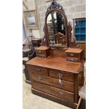 A Victorian mahogany dressing chest, width 118cm, depth 52cm, height 192cm