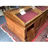 A 20th century teak table top double display case, from the Library of the Royal College of