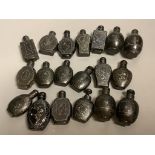 Nineteen various Chinese mother of Pearl inlaid black lacquer snuff bottles