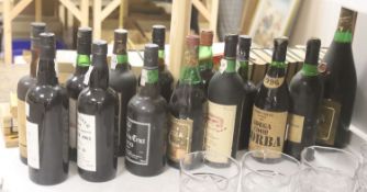 A small collection of port and red wine