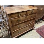 A William and Mary walnut and oak inlaid chest, in two parts, width 101cm, depth 56cm, height 97cm