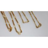 Two modern 9ct gold chains, 70cm & 37cm,24.4 grams.