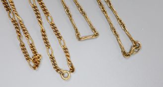 Two modern 9ct gold chains, 70cm & 37cm,24.4 grams.