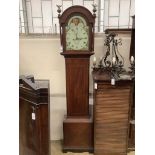 An early 19th century mahogany eight day longcase clock by T. Morgan of Minehead, height 214cm