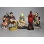 Royal Doulton figures: Town Crier HN2119, Cobbler HN1706, Good King Wenceslas HN2118, The Geisha