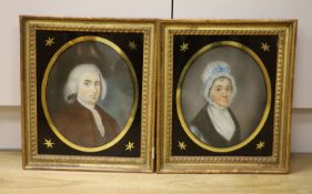 English School, c.1800, pair of pastels, Portraits of John Burges and his wife Martha Ford and (