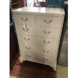 A 1920's pale grey painted chest of six drawers, width 80cm