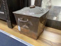 An Art Nouveau copper coal bin, height 30cm