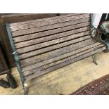 A Victorian style cast metal slatted garden bench, length 126cm, depth 60cm, height 74cm