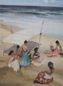 Sir William Russell Flint (1880-1969), chromolithograph, Gitanas at La Galera, overall 72 x 53cm