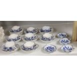 A Meissen blue and white part coffee service and similar leaf shaped dishes