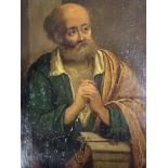 19th century Flemish School, oil on copper panel, St Peter in prayer, label verso stating from the