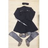 A Cossack outfit, complete with shoes, boots and hat, together with a dagger