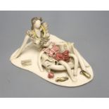 An Audrey Blackman 1949 pottery figural group, width 22cm