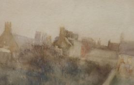 Marian Kratochwil (Polish, 1906-1997), watercolour, Rooftops and gardens, signed and dated 1973, 26