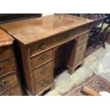 A William and Mary walnut and herringbone strung kneehole desk, length 101cm, depth 55cm, height