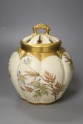 A Royal Worcester melon panelled pot pourri vase, height 19cm overall
