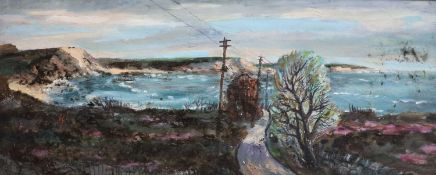Rowland Suddaby (1912-1972)Coastal landscapeOil on boardSigned28.5 x 67 cm.
