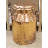 A copper milk churn, height 52cm
