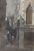 Sydney Lee (1866-1949), watercolour, Street scene, monogrammed, 28 x 19cm
