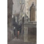 Sydney Lee (1866-1949), watercolour, Street scene, monogrammed, 28 x 19cm