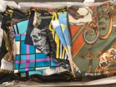 A collection of assorted late 20th century designer's silk scarves