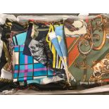 A collection of assorted late 20th century designer's silk scarves