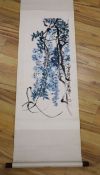 After Qi Baishi, scroll painting, Trailing flowers, 97 x 40cm