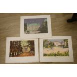 Charles Mozley (1914-1991), three lithographs of French wine chateau